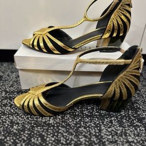 Rodarte Gold and Green Sandal size 11/42